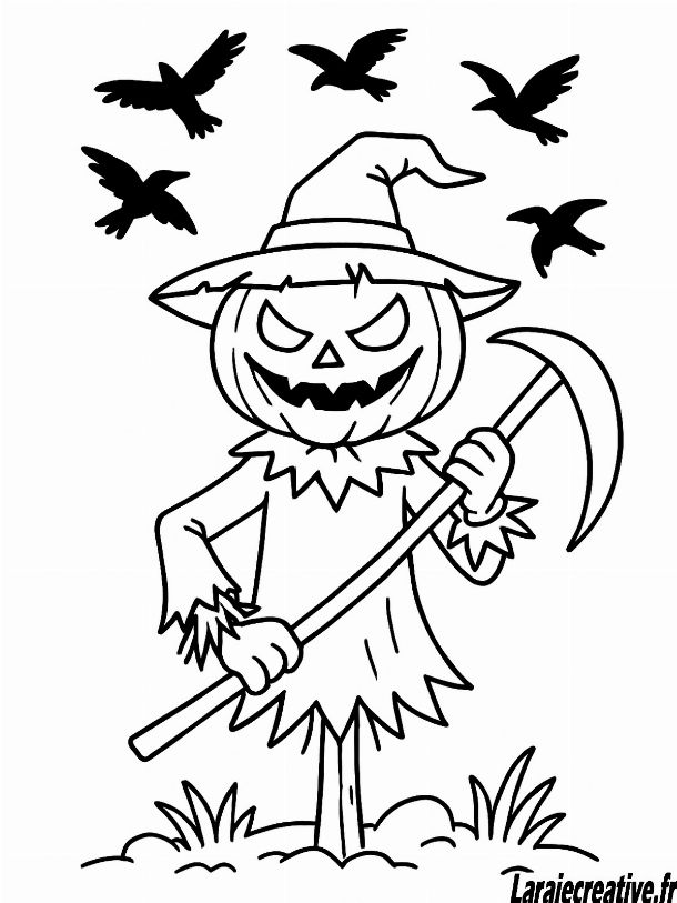 dessin halloween qui fait peur a colorier