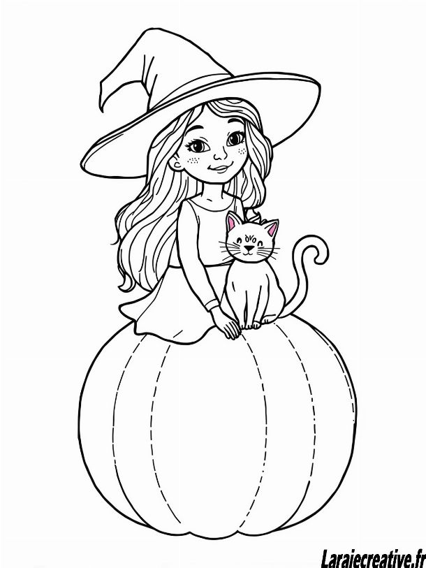 dessin halloween de sorciere