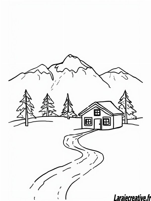coloriage paysages d hiver a imprimer gratuit