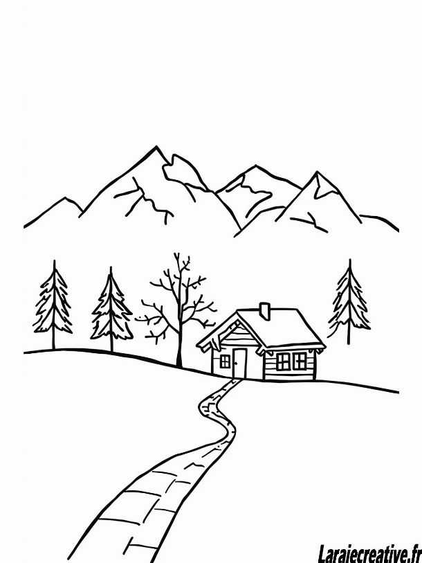 coloriage paysage hiver