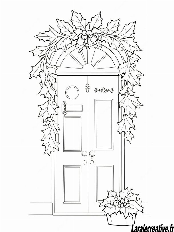 coloriage houx de noel facile