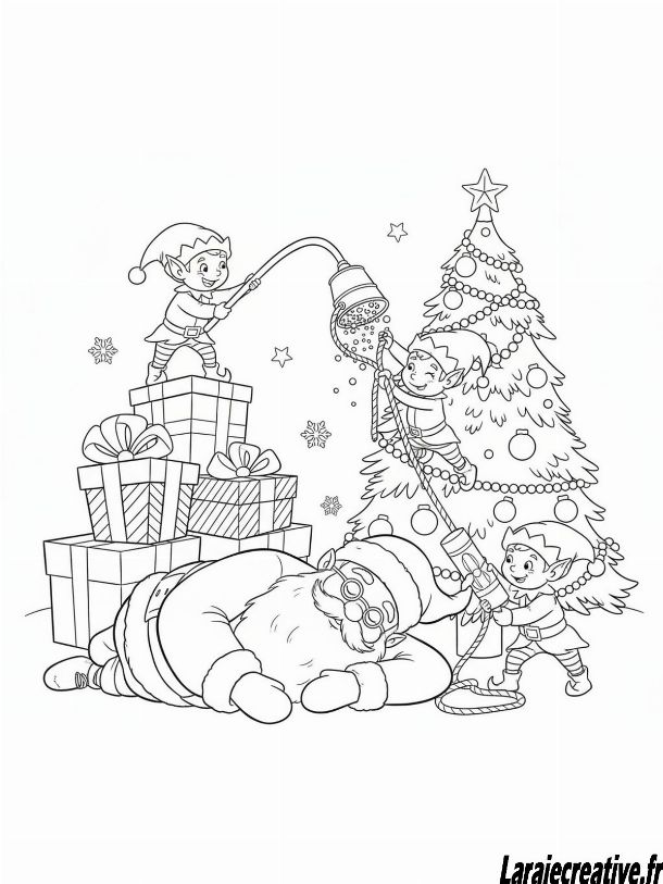 dessin lutin farceur pere noel