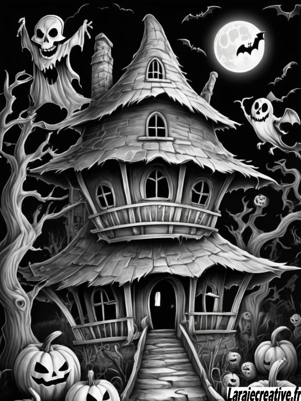 dessin maison halloween qui fait peur a imprimer