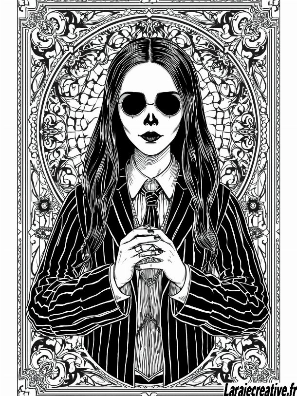 dessin mercredi addams facile