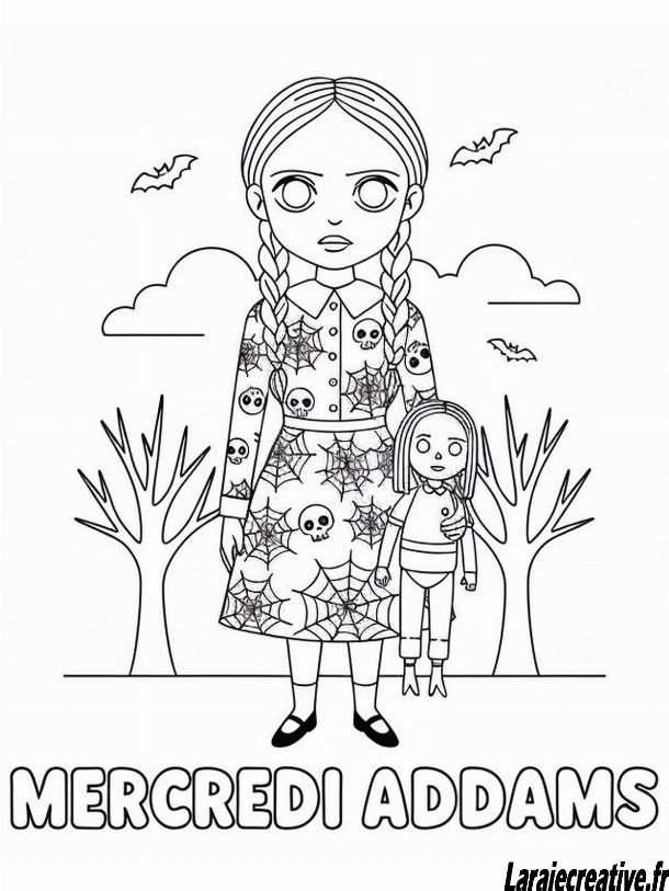 dessin mercredi addams