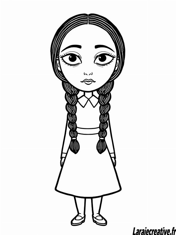 dessin mercredi addams a colorier et imprimer