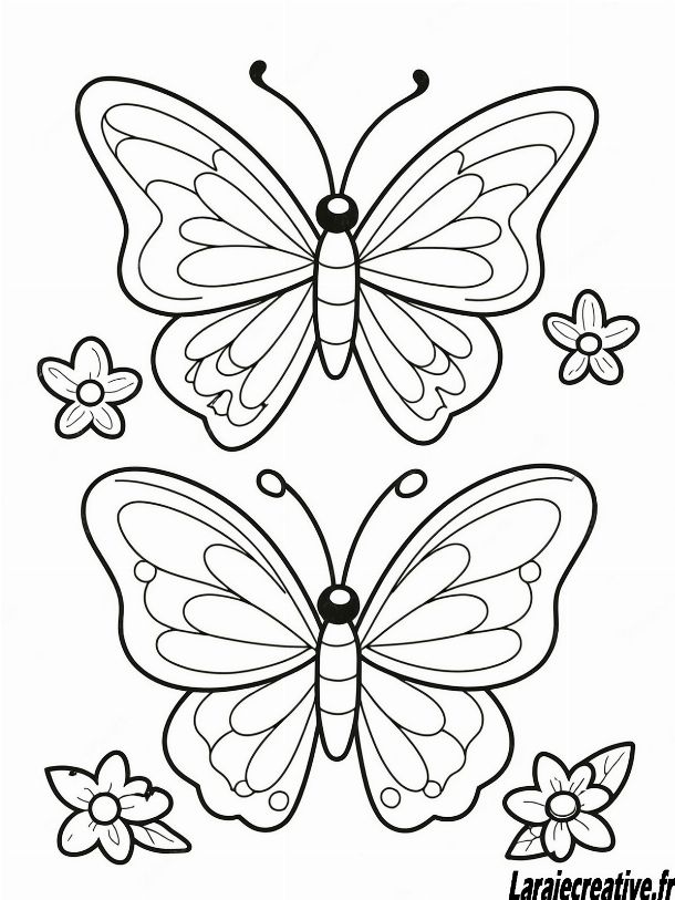 Joli dessin papillon facile en couleur aux teintes vives et formes simples