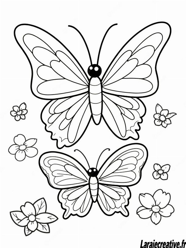 Page à colorier coloriage papillon à imprimer avec motifs naturels détaillés