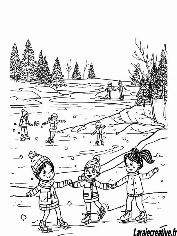 dessin paysage d hiver à imprimer