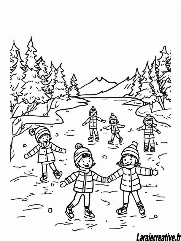 coloriage paysage hiver enfant