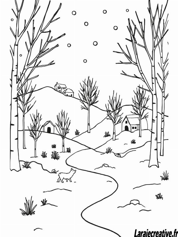 dessin paysage hiver maternelle