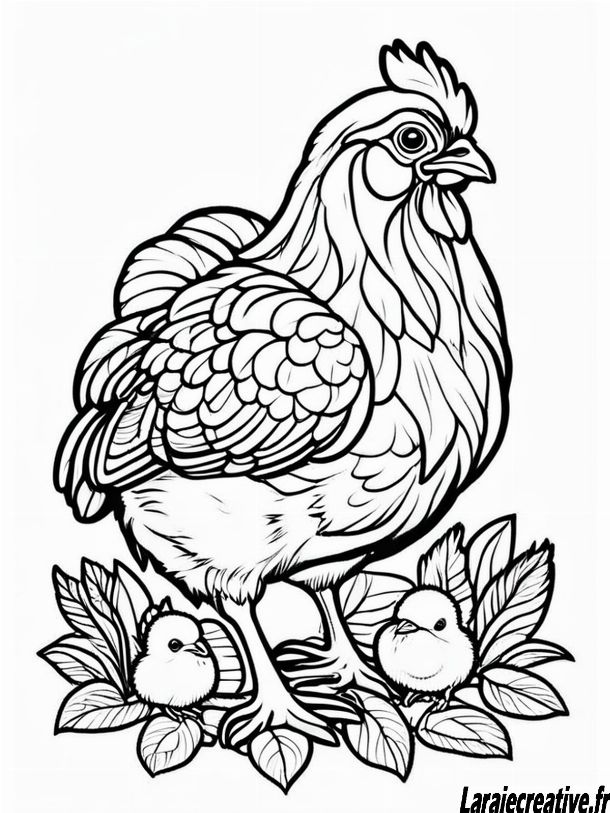 coloriage animaux poule