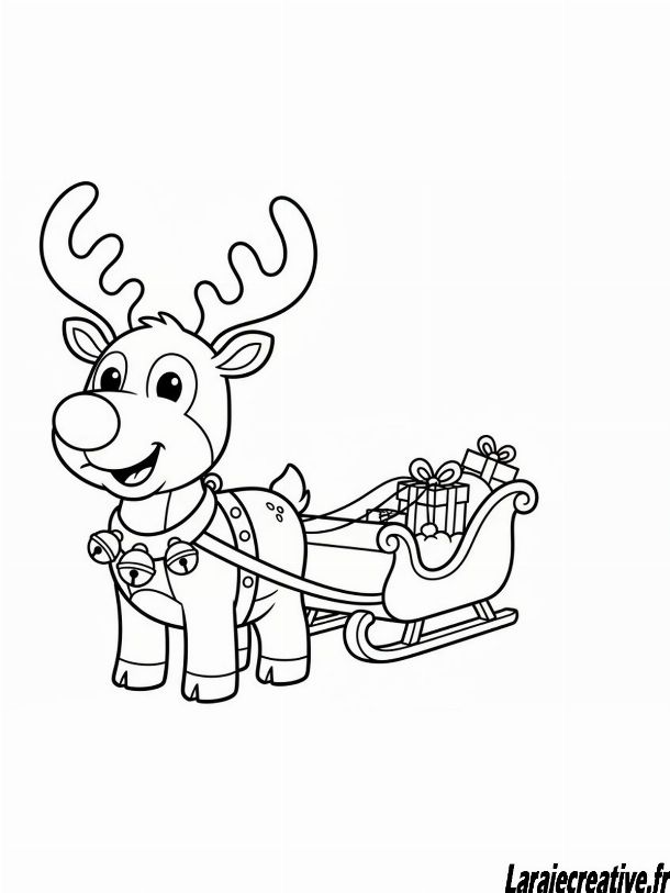 renne de noel a colorier