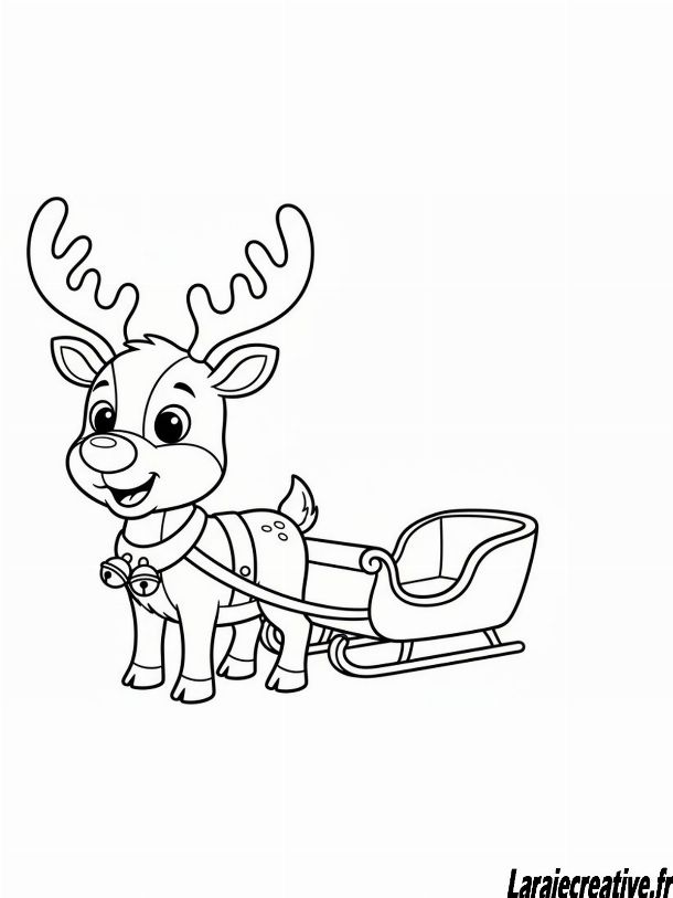 coloriage renne du pere noel a imprimer