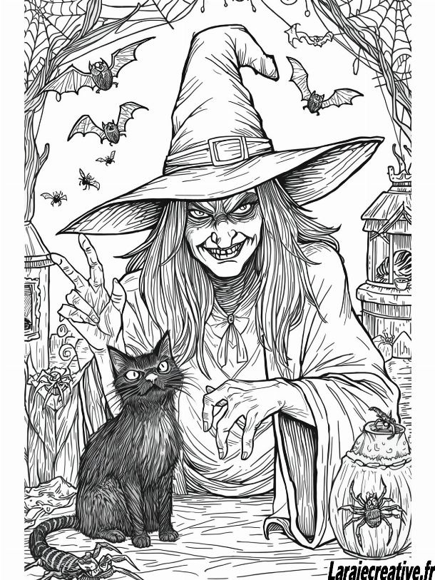 coloriage halloween chapeau de sorciere