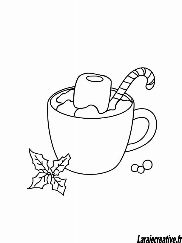dessin tasse de chocolat chaud noel a imprimer