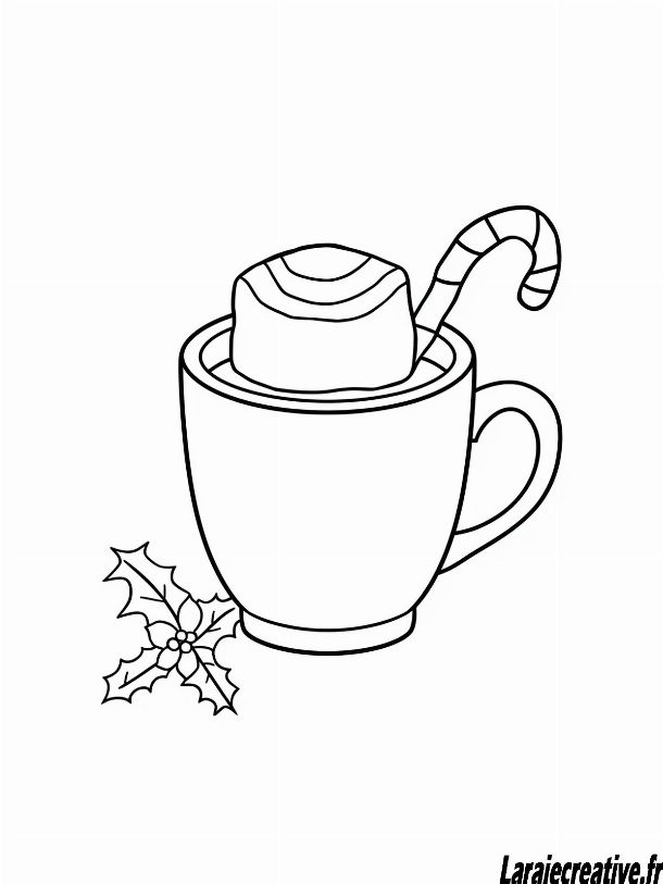 dessin tasse de chocolat chaud noel
