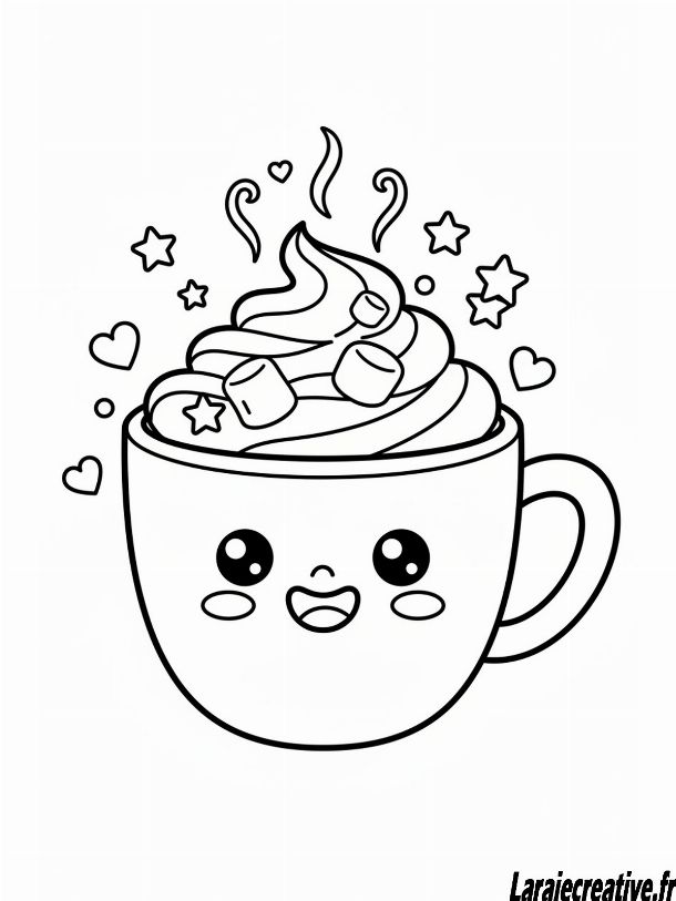dessin tasse de chocolat chaud noel a imprimer gratuit