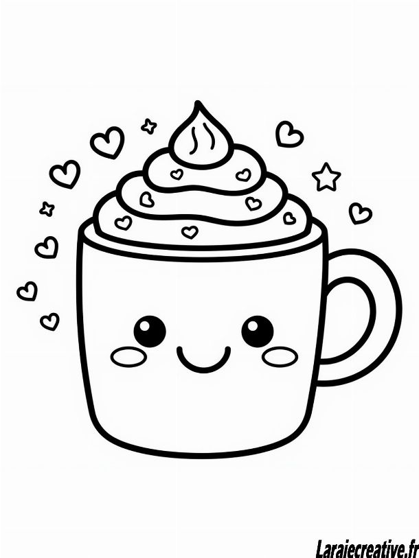dessin tasse de chocolat chaud noel facile