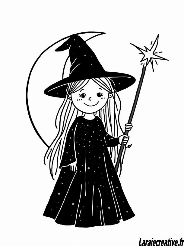 dessin sorciere halloween coloriage