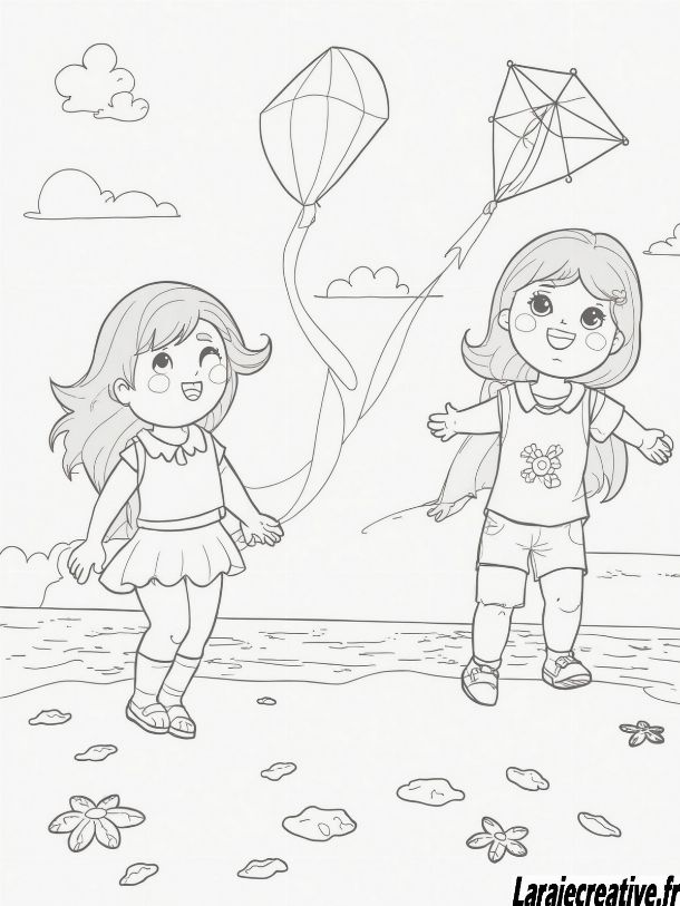 enfants plage coloriage été maternelle