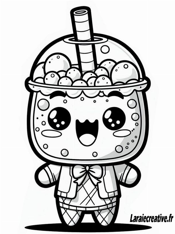 imprimer coloriage gratuit bubble tea