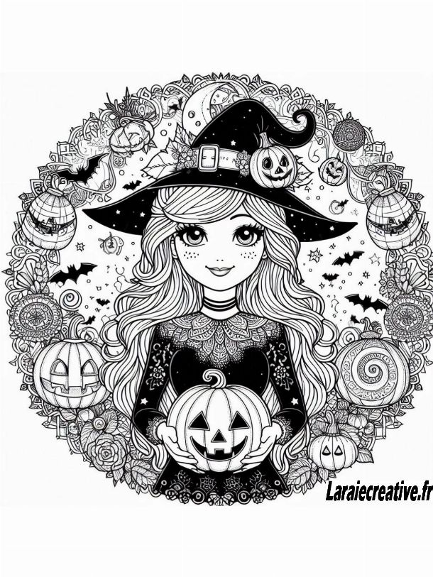 mandala halloween sorciere facile