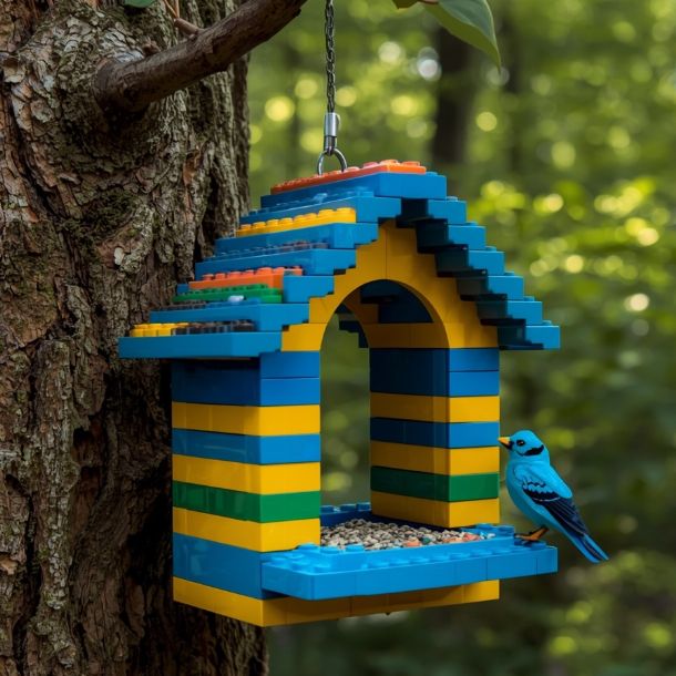 imagination enfant mangeoire oiseaux à fabriquer en Lego